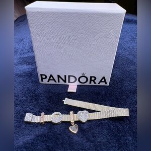 Pandora Gold and Silver Heart Charm Bracelet